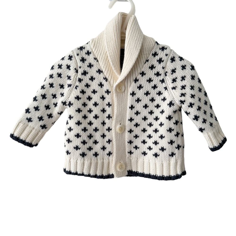 GAP Cream and Navy Cable Knit Baby Sweater